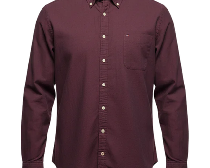 Tommy Hilfiger Burgundy Flag Logo Long Sleeve Shirt