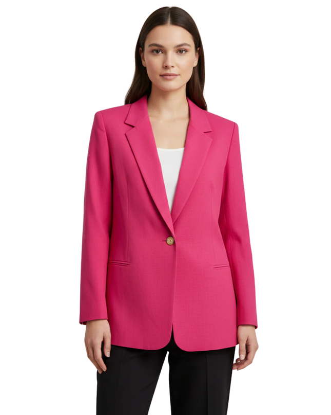 Kathie Lee Vintage Pink Single-Button Blazer