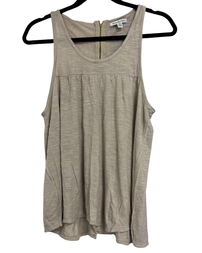 American Eagle Beige Sleeveless Zip-Back Tank Top