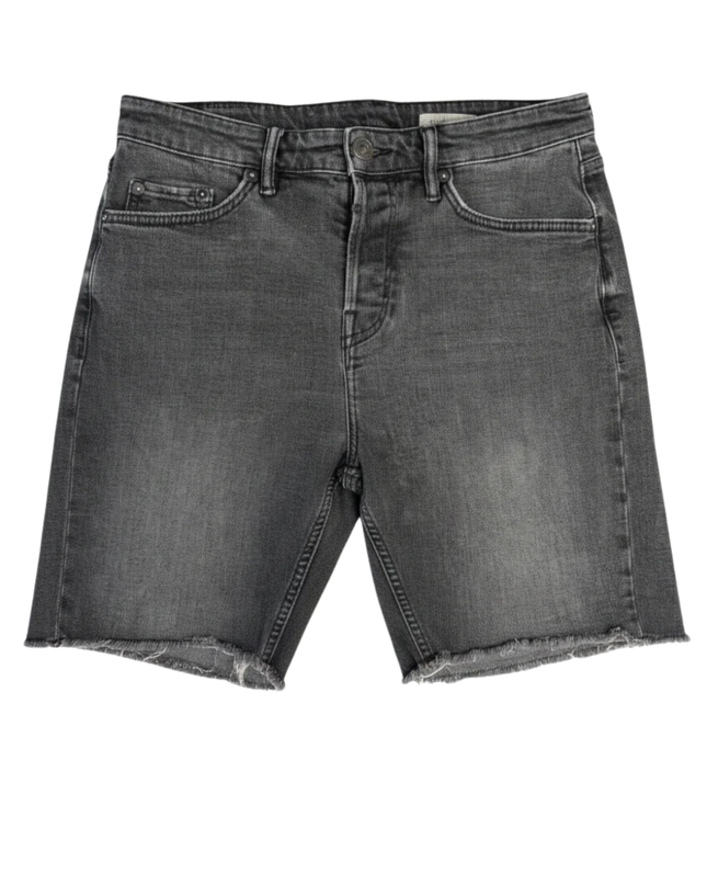 AllSaints Faded Black Distressed Denim Shorts