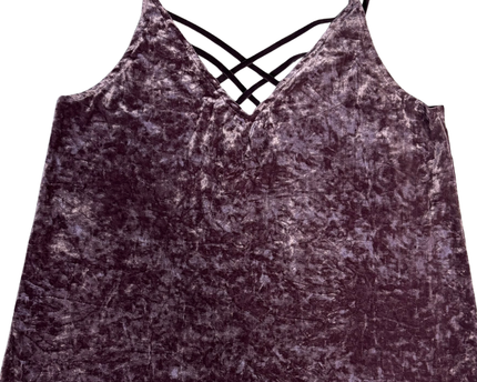 American Eagle Purple Crushed Velvet Criss-Cross Cami Top