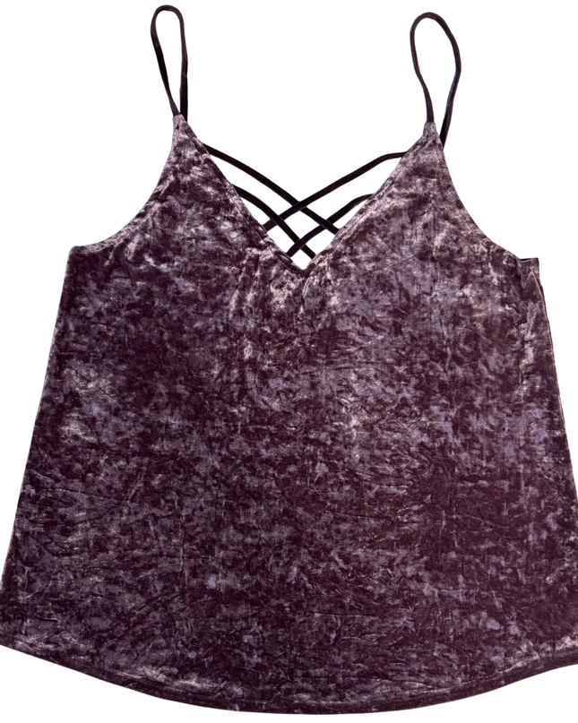 American Eagle Purple Crushed Velvet Criss-Cross Cami Top