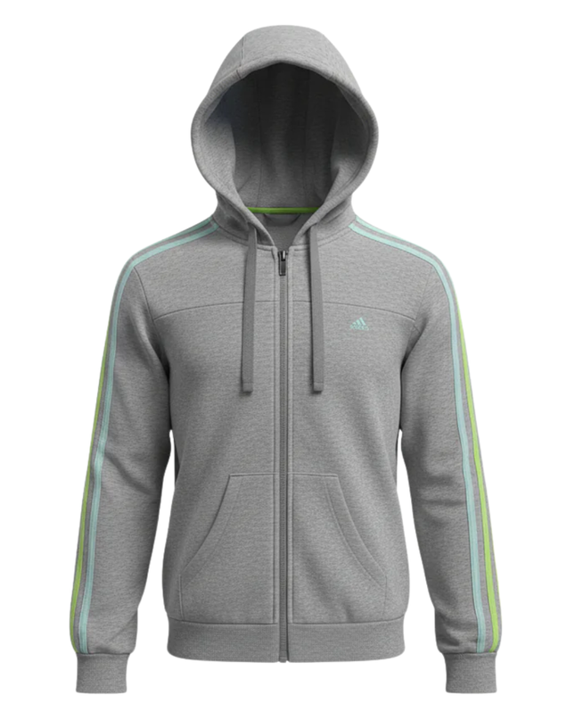 Adidas Grey Striped Hoodie
