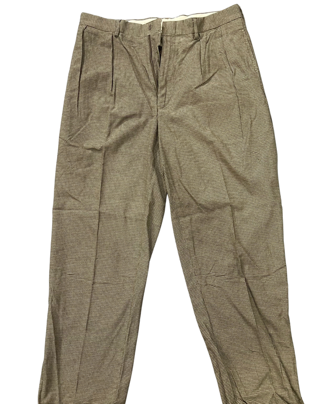 Polo by Ralph Lauren Brown Micro-Check Pleated Cotton Pants