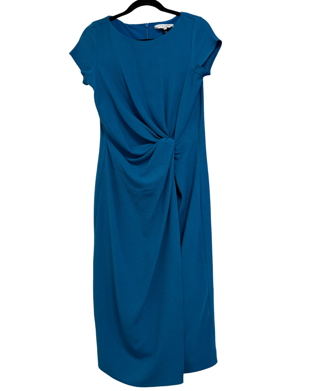Lily & Franc Teal Knotted Front Midi Dress