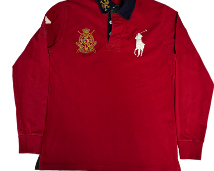 Polo Ralph Lauren Red Long-Sleeve Crested Custom Fit Polo Shirt