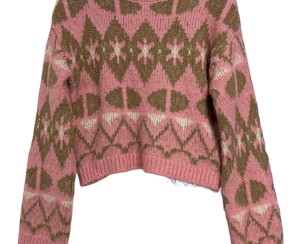 Reserved Pink Patterned Eco Aware Chunky Knit Sweater