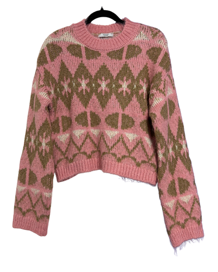 Reserved Pink Patterned Eco Aware Chunky Knit Sweater