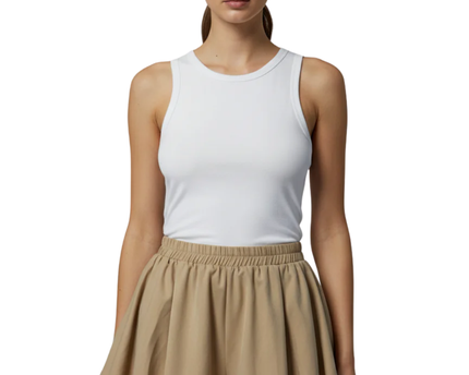 PrettyLittleThing Beige Flared High-Waist Shorts