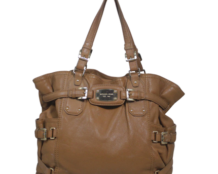 Michael Kors Brown Pebble Leather Buckle Satchel
