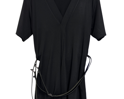 River Island Black V-Neck Belted Tunic Top