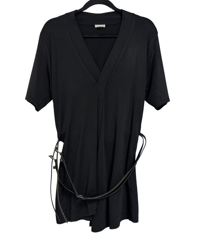 River Island Black V-Neck Belted Tunic Top