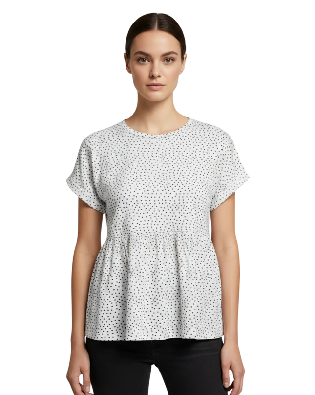 KOTON White with black polka dots Peplum Top