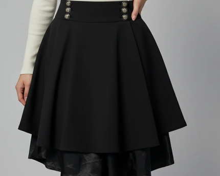 Salkim Black Embellished High-Low Flared Skirt