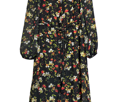 Trendyol Black Floral Button-Down Midi Dress