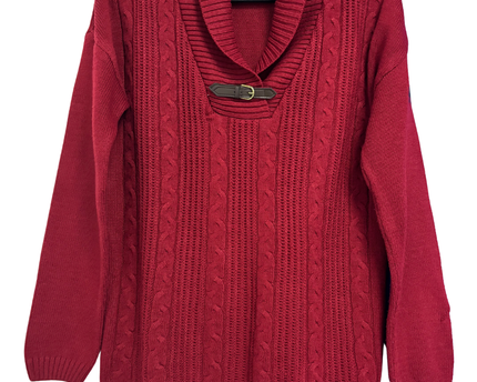 U.S. Polo Assn. Red Cable Knit Shawl Collar Sweater