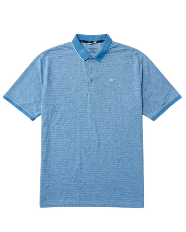 Calvin Klein Golf Blue Micro-Stripe Sports Polo Shirt