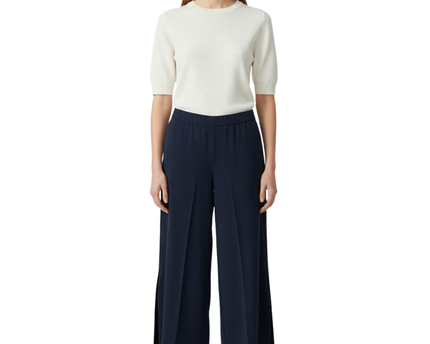 Zara Basic Navy Blue Cropped Wide Leg Culotte Trousers