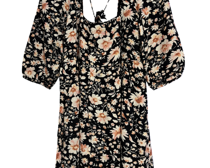 American Eagle Black Floral Square Neck Mini Dress
