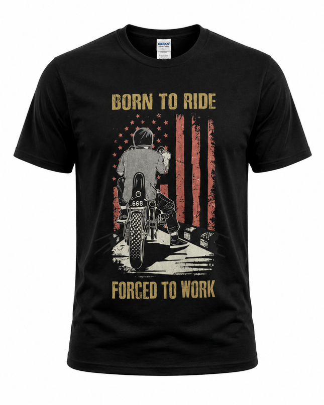 Gildan Black Born To Ride Graphic Tee