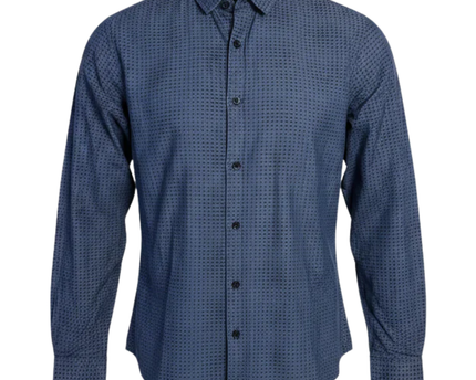 Armani Jeans Navy Micro Print Long Sleeve Shirt