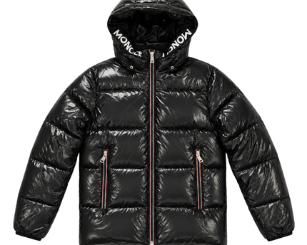 Moncler Black Shiny Hooded Puffer Jacket