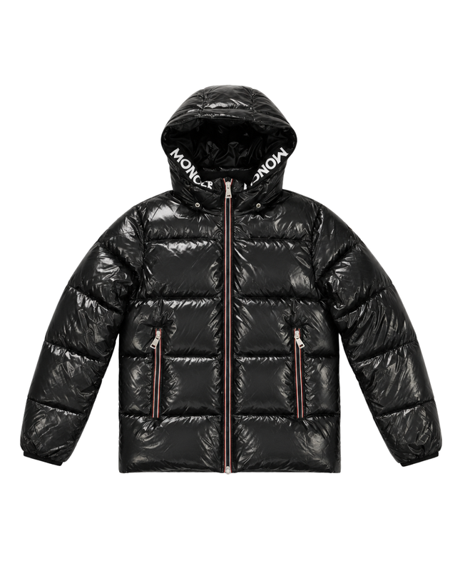 Moncler Black Shiny Hooded Puffer Jacket