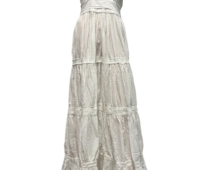 DANIELE ALESSANDRINI White Tiered Halter Maxi Dress