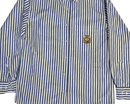 Ralph Lauren Blue/White Striped Button-Down Crest Shirt