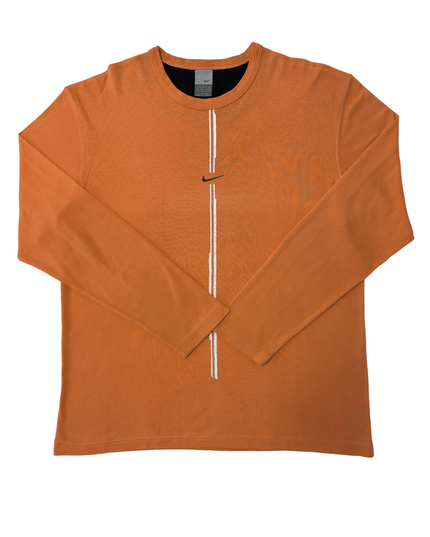 Nike Center Stripe Rust Orange Long Sleeve T-Shirt - L