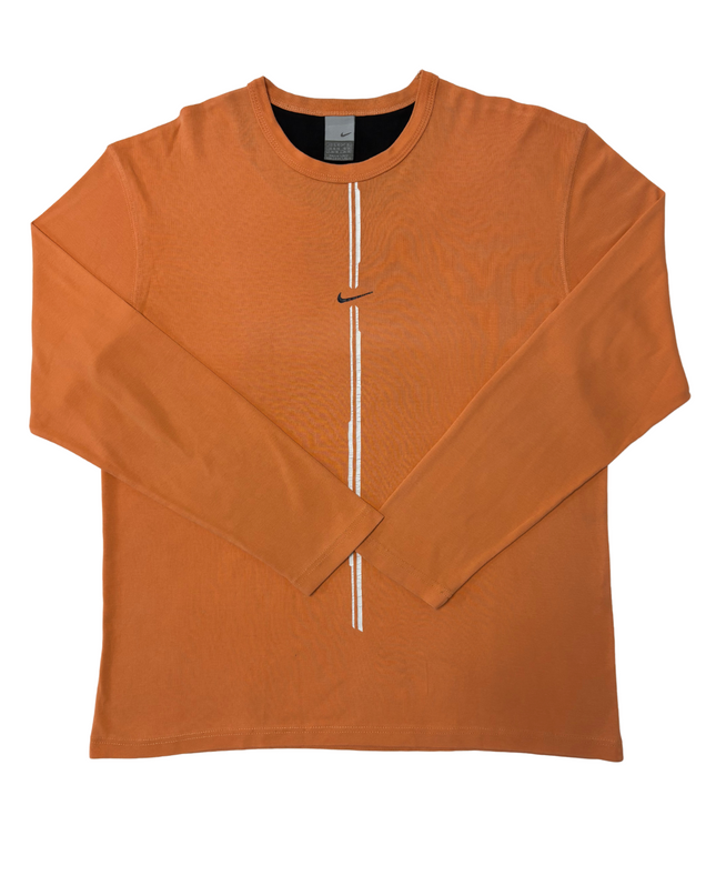 Nike Center Stripe Rust Orange Long Sleeve T-Shirt - L