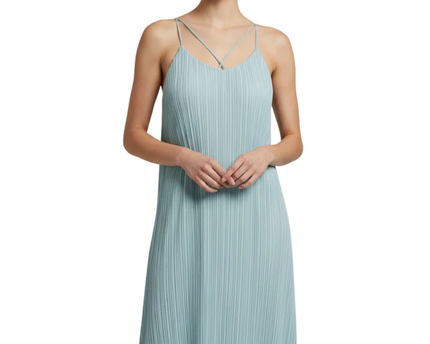 LUSH Light Green Pleated Strappy Mini Dress