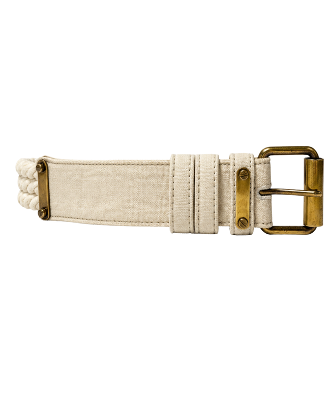 Nautical Off White Rope and Canvas Belt