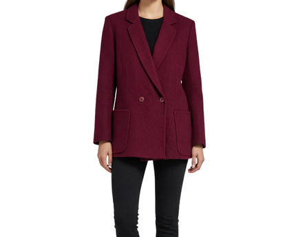Salvatore Ferragamo Maroon Double-Breasted Wool Skirt Suit Set