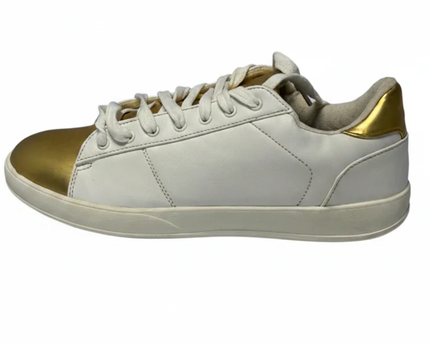 LEFTMAN White and Gold Low Top Sneakers