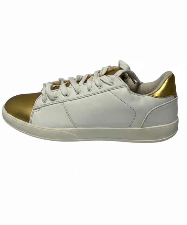 LEFTMAN White and Gold Low Top Sneakers