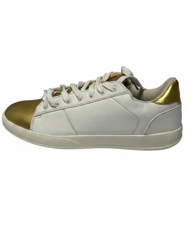 LEFTMAN White and Gold Low Top Sneakers