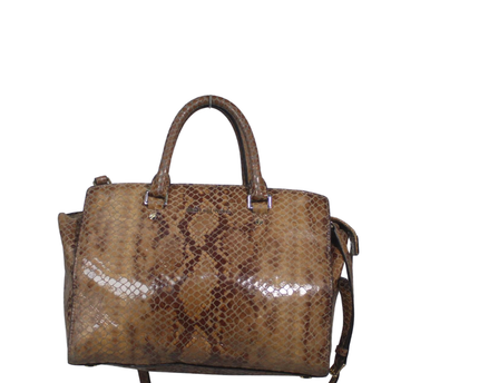 Michael Kors Brown Snakeskin Print Satchel Bag