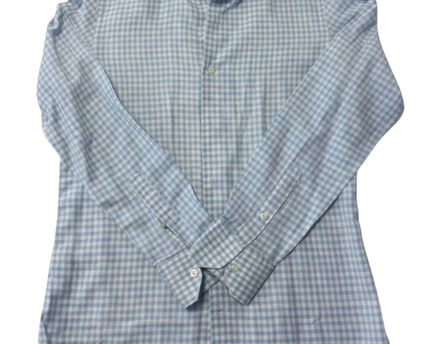 Massimo Dutti Light Blue Gingham Checkered Button-Down Shirt