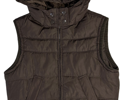 Aeropostale Brown Hooded Down Puffer Vest