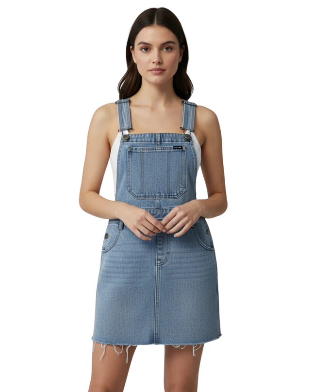 Riders by Lee Blue Denim Overall Mini Dress