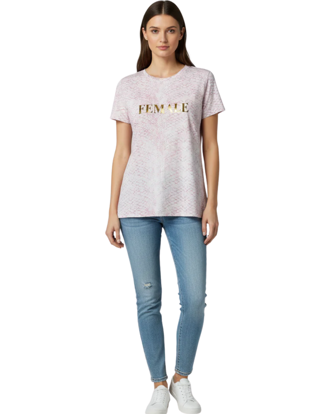 Mohito Pink Snake Print "FEMALE" Graphic Tee W/Tags