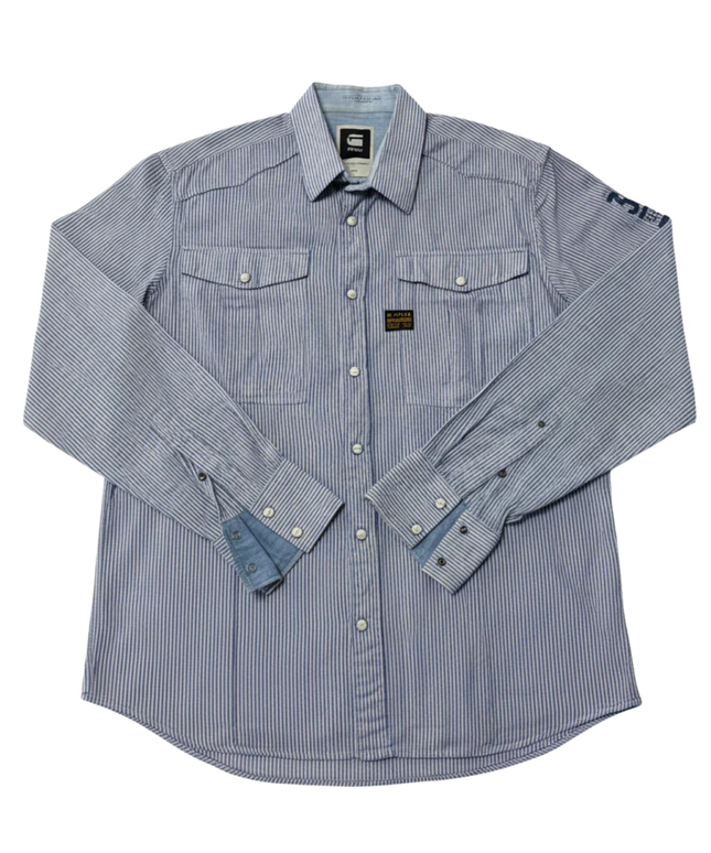 G-Star Raw Blue/White Striped Utility Button-Down Shirt