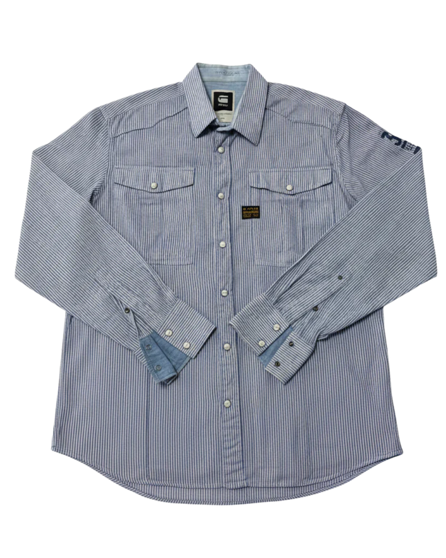 G-Star Raw Blue/White Striped Utility Button-Down Shirt