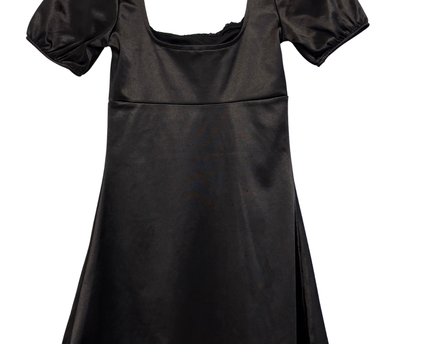 H&M Black Satin Puff Sleeve Mini Dress