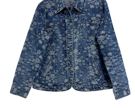 Northern Reflections Blue Floral Print Cotton Denim Jacket