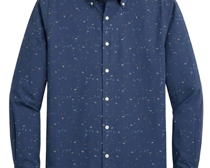 SPRINGFIELD Blue Printed Stretch Fit Long Sleeve Shirt