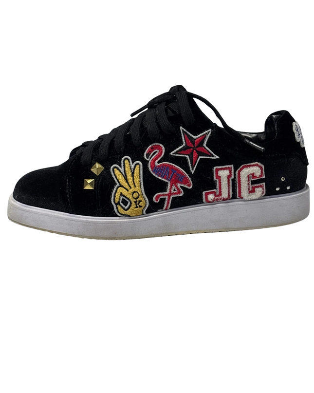 Juicy Couture Black Label Black Embroidered Patch Sneakers W/Box