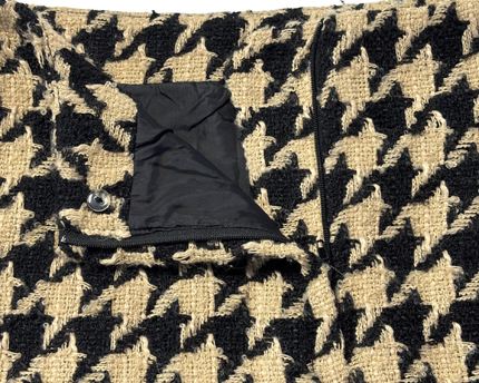 Monki Black/Beige Houndstooth Textured Mini Skirt