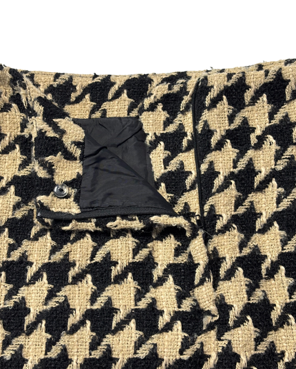 Monki Black/Beige Houndstooth Textured Mini Skirt